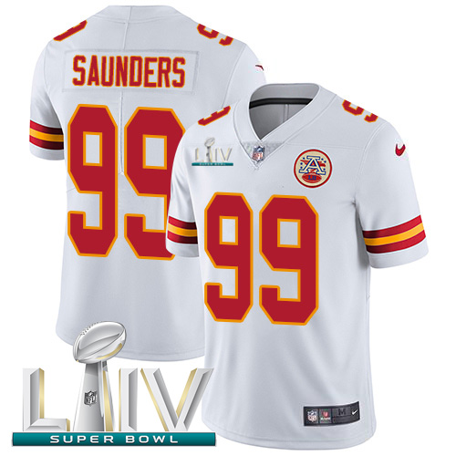 Kansas City Chiefs Nike 99 Khalen Saunders White Super Bowl LIV 2020 Men Stitched NFL Vapor Untouchable Limited Jersey